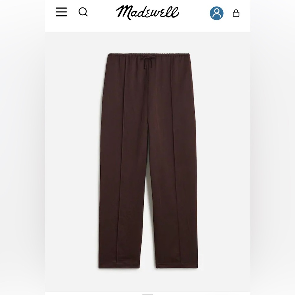 Madewell brown satin Pintucked Slim Pull-On Pants